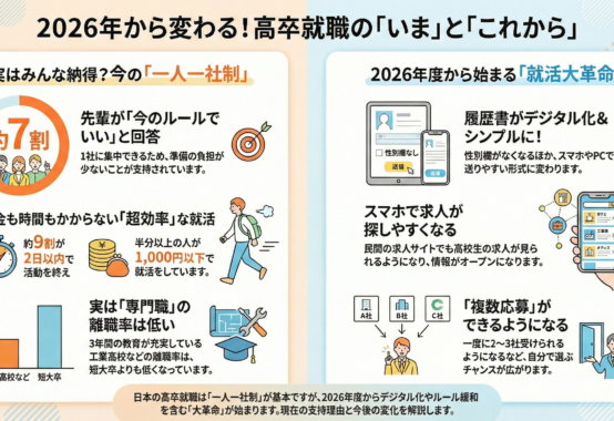 【徹底解剖】高卒就職「一人一社制」の意外な真実と、2026年から始まる“就活大革命”